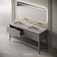 Kensington Double Vanity Unit & Stone Basin 1600mm Sabbia Grigio Oak